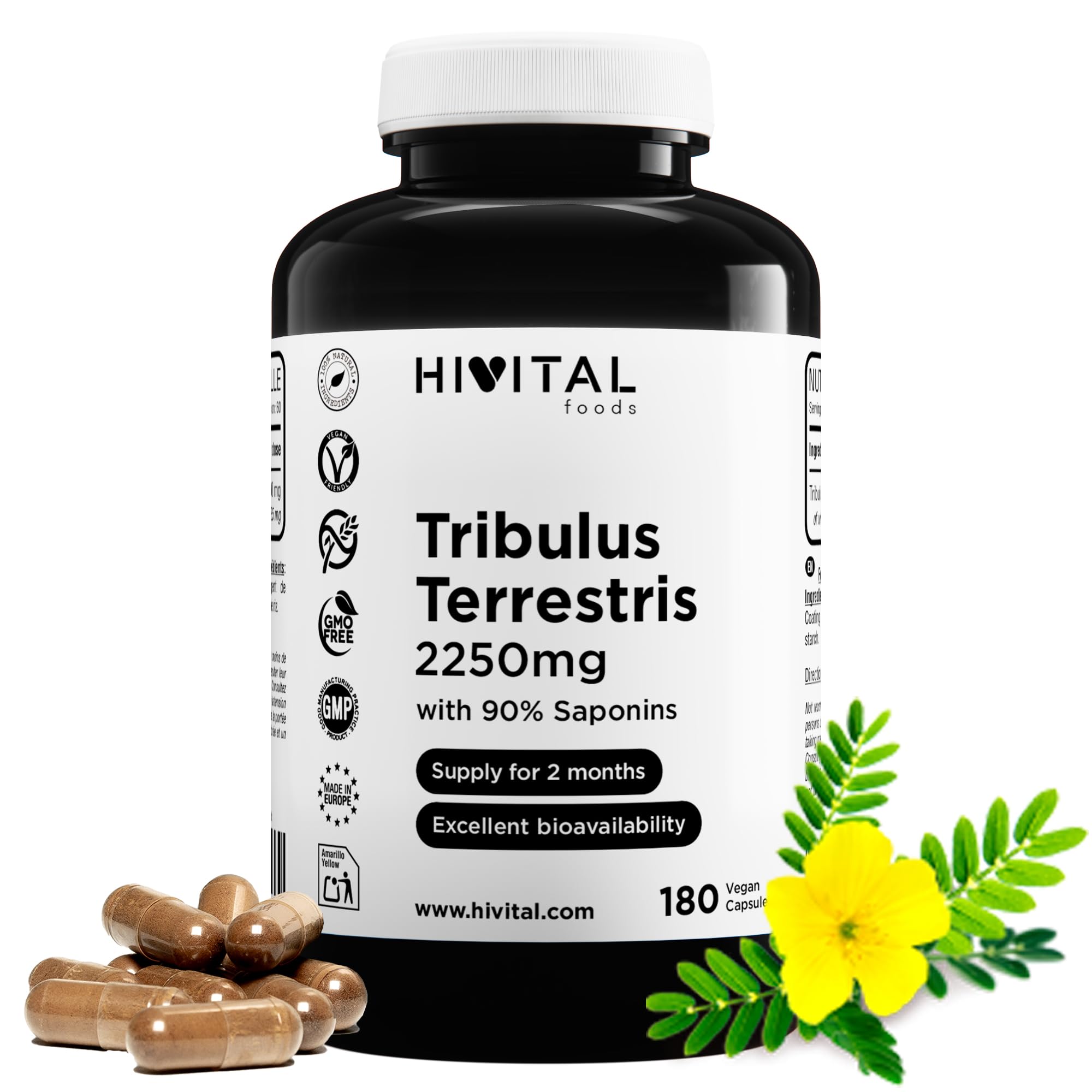 Tribulus Terrestris 2250mg 90% Saponinas - 180 Capsulas