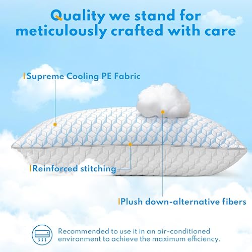 Miniatura 3 de Almohadas de cama tamaño Queen para dormir, juego de 2 almohadas suaves y transpirables alternativas para dormir de lado, espalda y estómago,