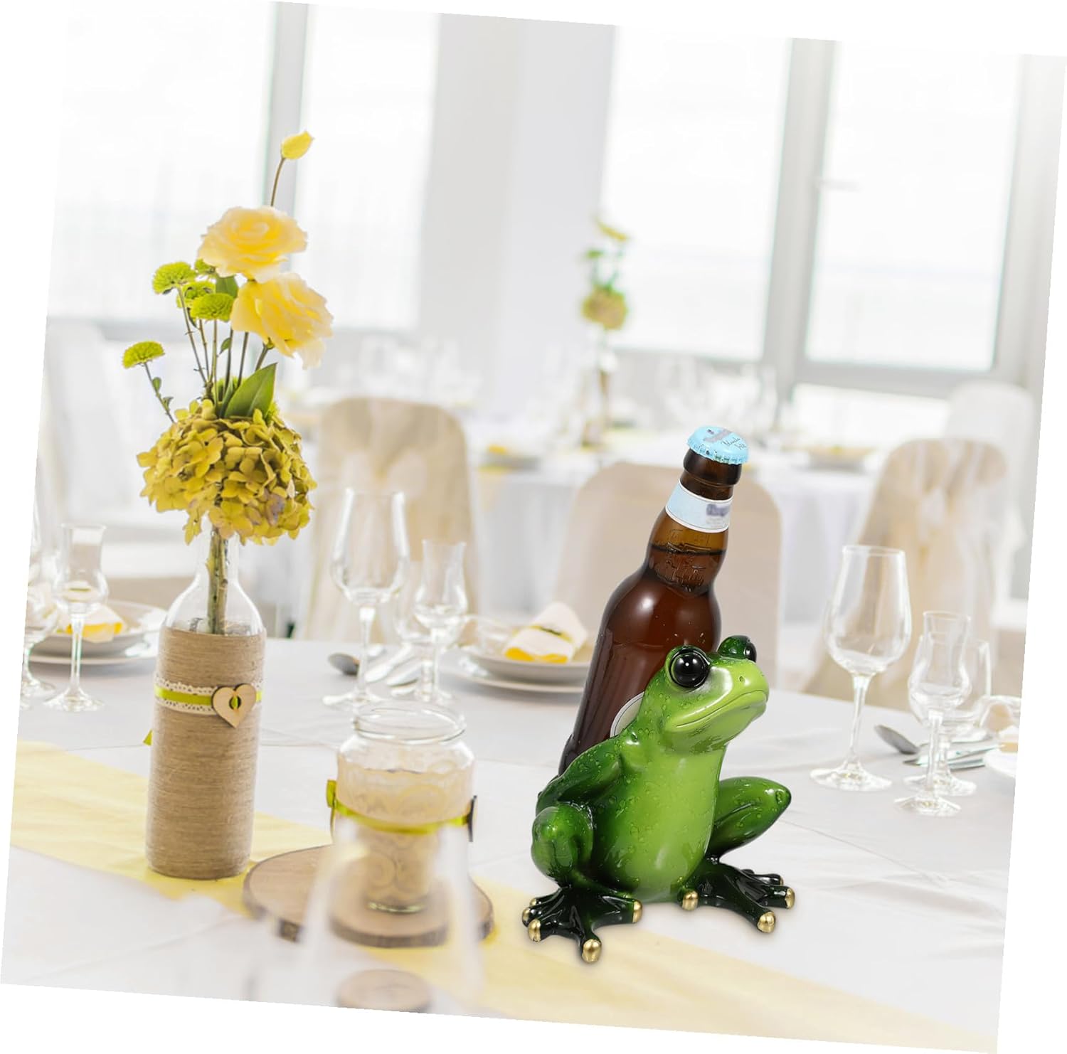 Uonlytech Creative Resin Frog Wine Rack Decorative Wine Bottle Holder for Kitchen Bar Living Space-Saving Multifunctional Ornament for Home Restaurant Party