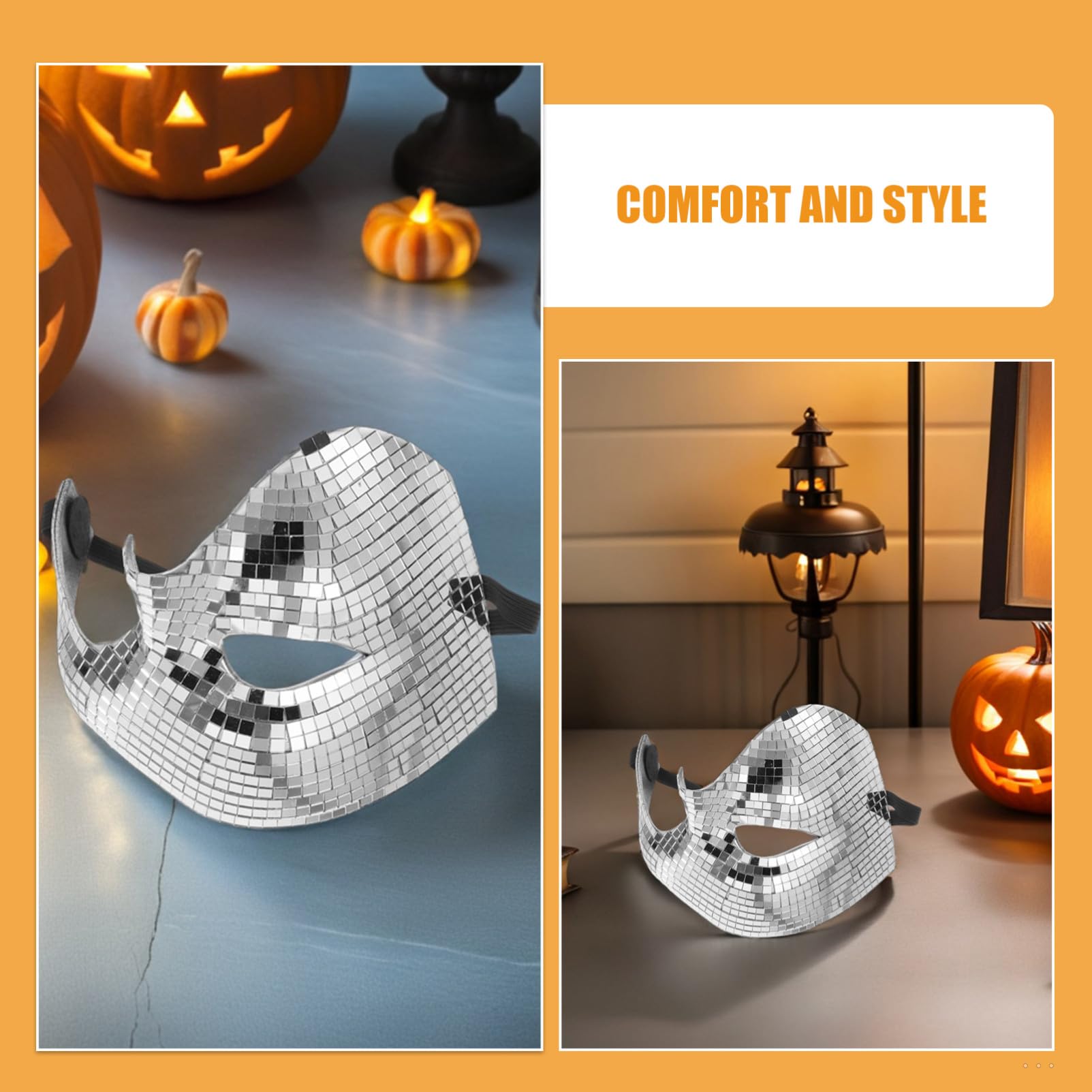 Didiseaon 2pièces Masque Demi-visage à Paillettes Pour Fête Bal Masqué Et Carnaval Lot De Design Scintillant Et Réfléchissant