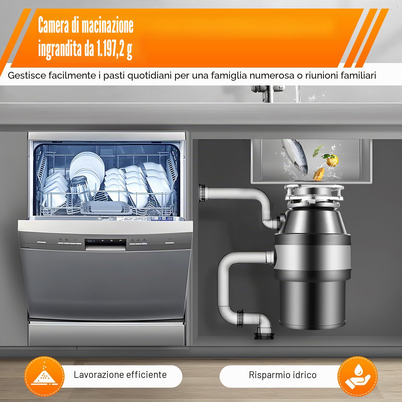 Trituratore Di Rifiuti Alimentari, Trituratore Di Rifiuti Alimentari Del Lavello, Sistema Di Macinazione Di Rifiuti Alimentari In Cucina, Serve Per Trattare I Residui Alimentari Come Verdure Ecc