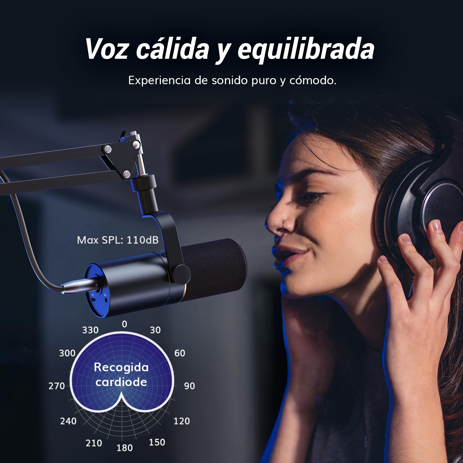 TONOR PC Microfono Dinámico Gaming con Brazo Soporte, Profesional Micrófono USB/XLR para Juegos, Podcasting, Streaming, Estudio, Vocal Grabación, Mic cardioide con 3.5mm Jack, Botón Mute, TD510+