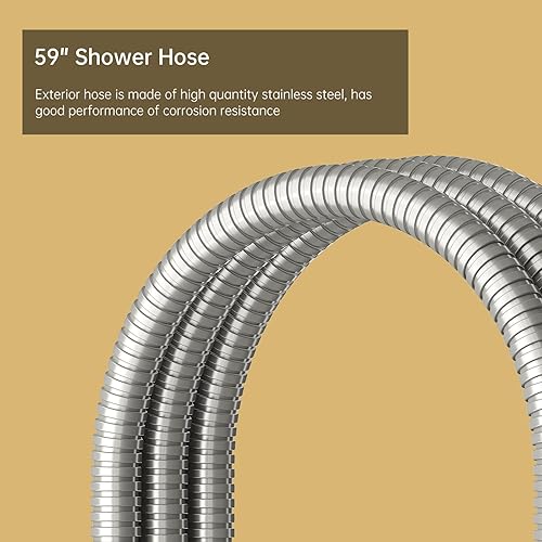 Miniatura 3 de BESy Juego de cabezal de ducha de mano 2 en 1 de latón de alta presión de 7 pulgadas, varita de ducha de mano de alto flujo con manguera de 59