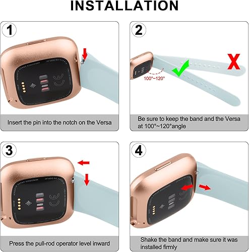 Miniatura 5 de Paquete de 3 bandas de silicona compatibles con Fitbit Versa 2 bandas para mujeres y hombres, correas de repuesto deportivas suaves y transpirables