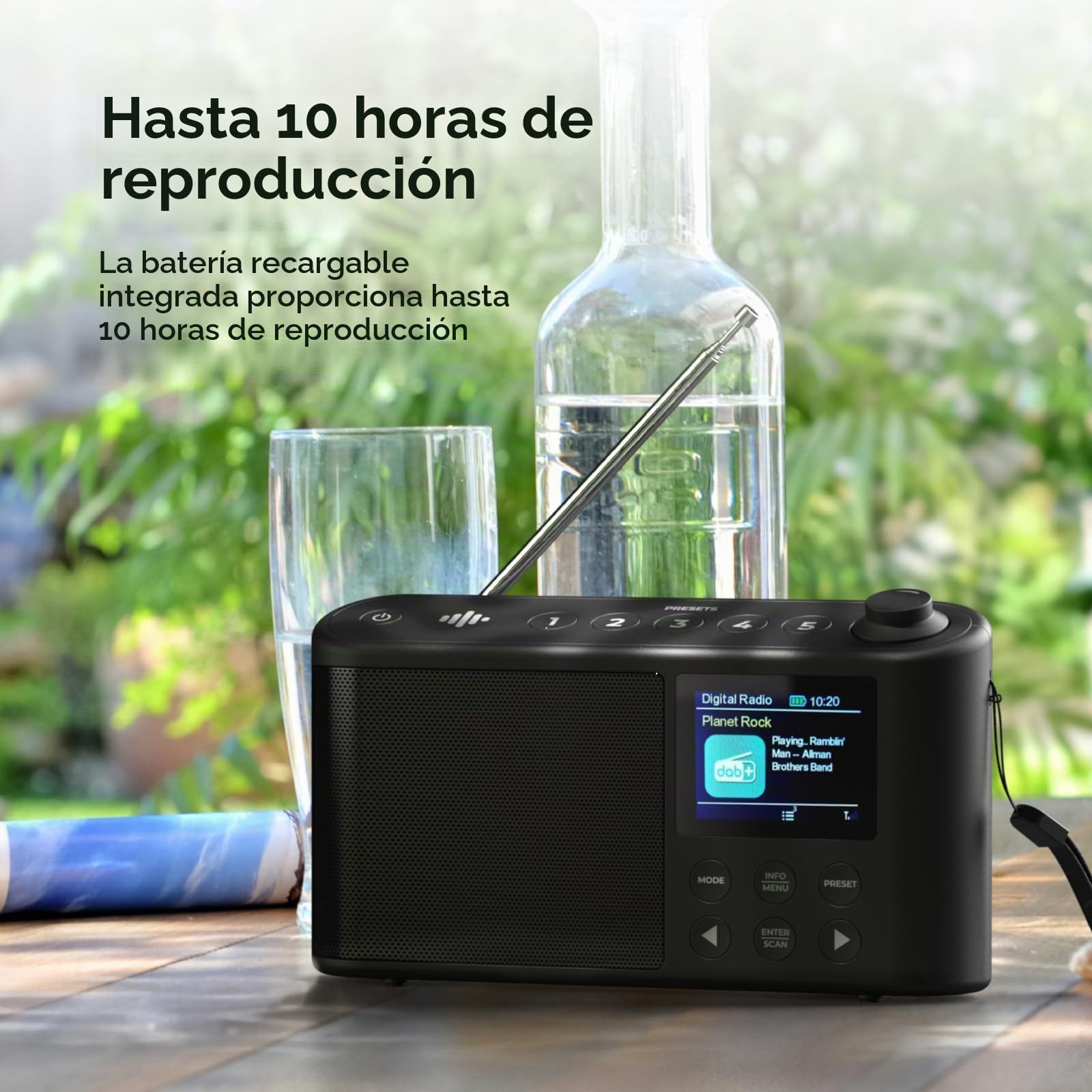 Radio Dab portátil, Radio Dab Plus/Dab, Radio FM, Radio pequeña, Pantalla LCD Grande, radios portátiles y batería, Carga USB para 10 Horas de reproducción, (Spectrum de iBox)