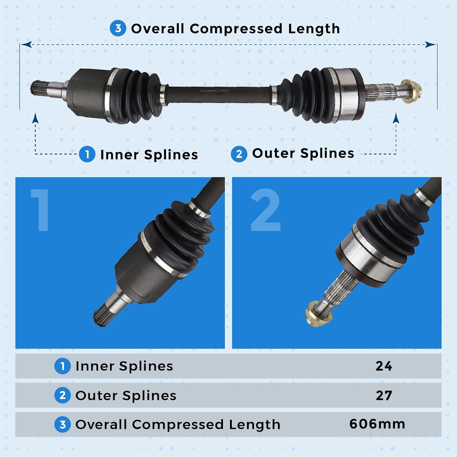 Front Right CV Axle Half Shaft Assembly for 2007-2017 Dodge Charger AWD for 2005-2008 Dodge Magnum AWD for 2005-2017 300 AWD