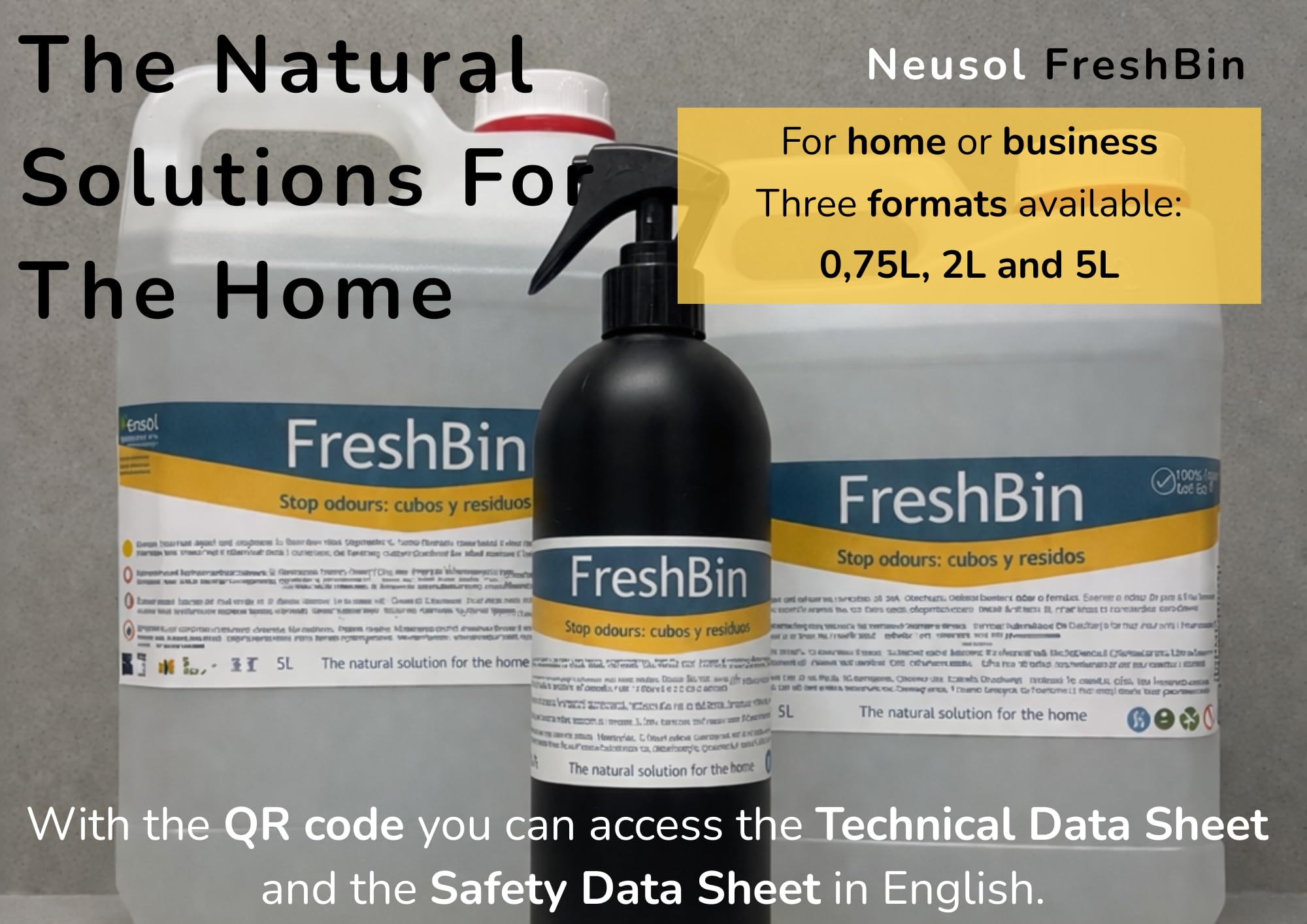 FreshBin neutralizator zapachów do kostek, pojemników i odpadów, usuwa organiczne zapachy, ryby i resztki jedzenia, świeży cytrus, bezpieczna formuła bez CLP, 5 l