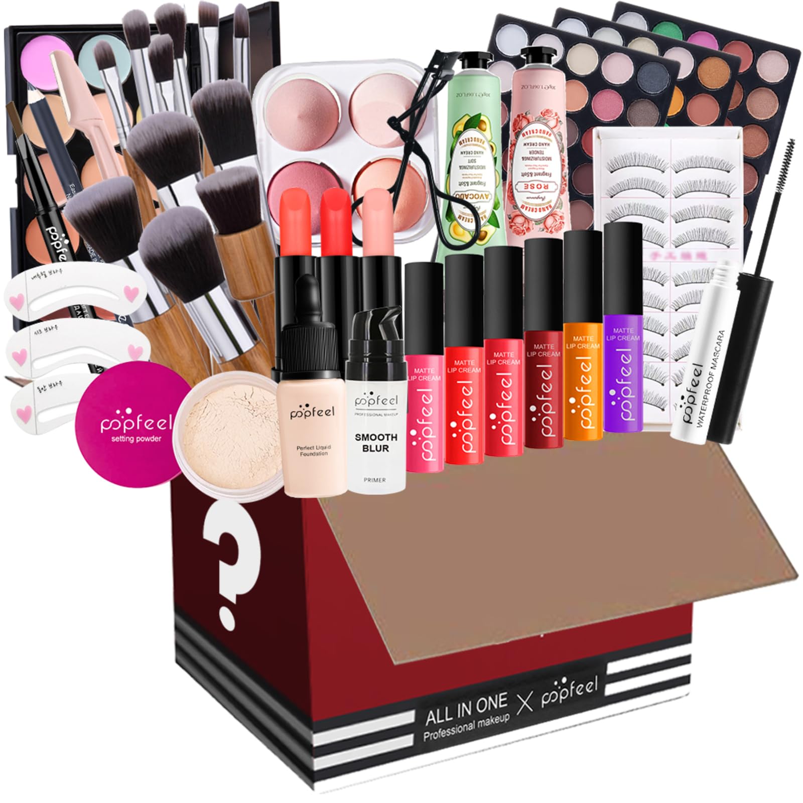 MKNZOME Complete Makeup Kit, 31 Piece Starter Cosmetic Pack for Women and Girls with Eyeshadows Concealer Lipstick Foundation etc. – Surprise Gift Makeup Set for Daily and Travel Use