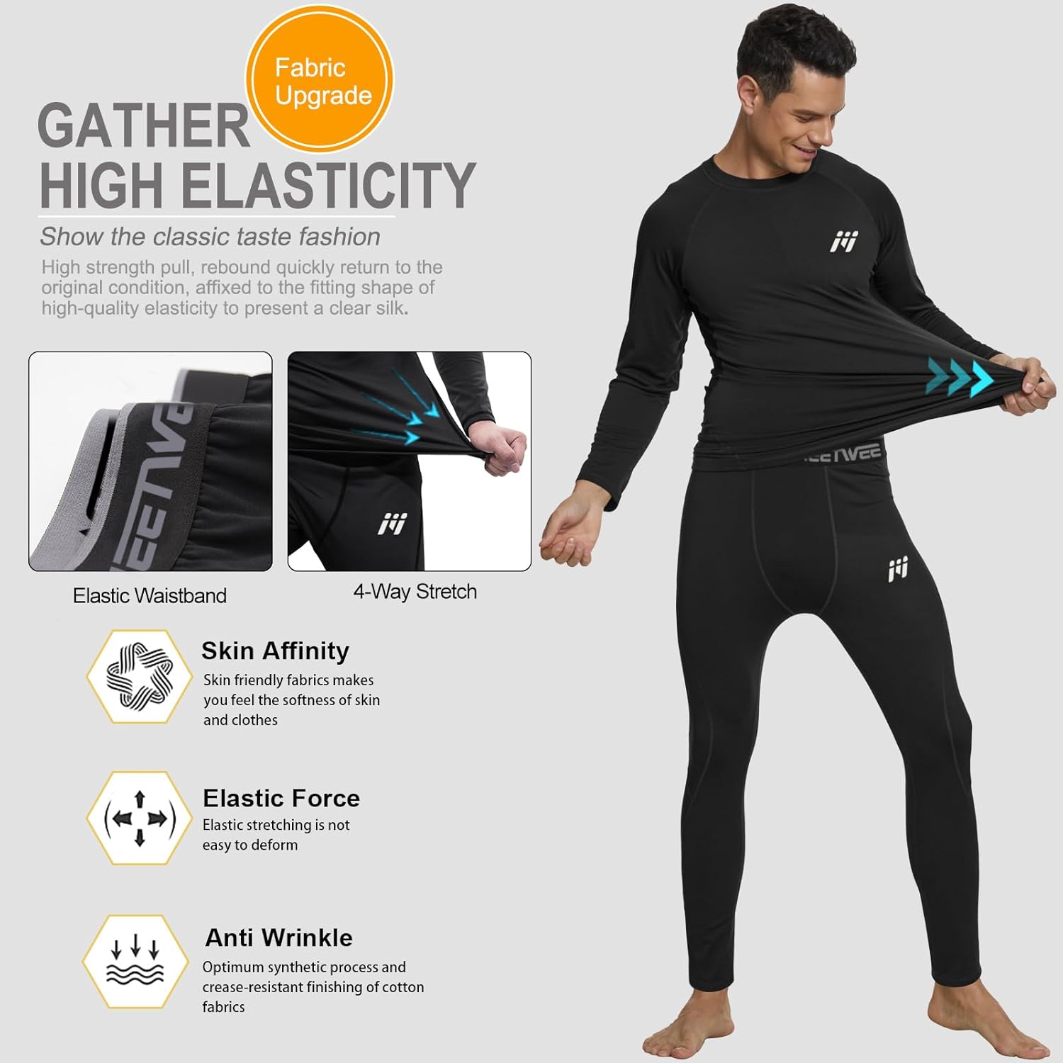 Thermal Underwear for Men, Winter Base Layer Set Tops & Long Johns Winter Ski Cold Weather Gear for Heat Retention - Image 4