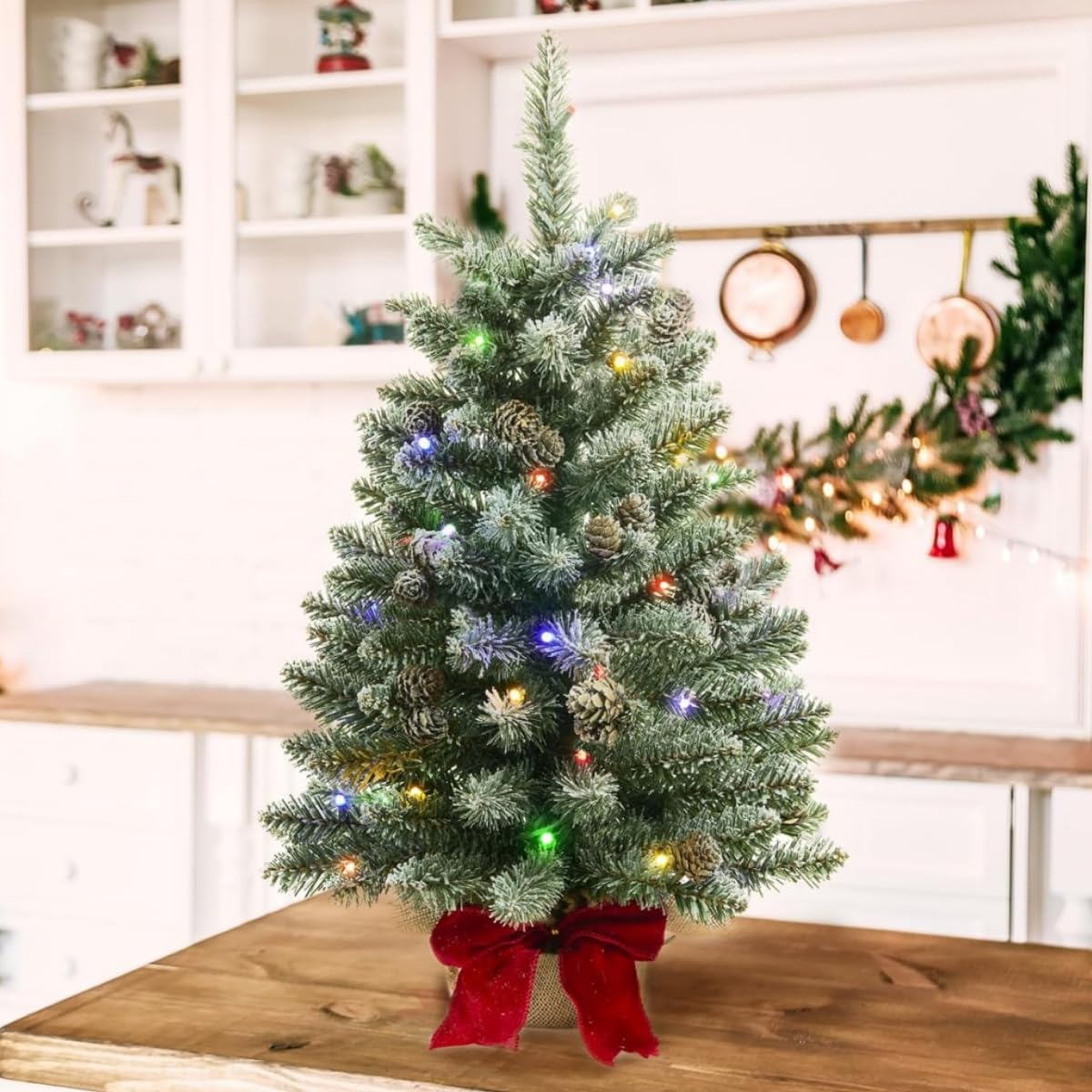 Amazon.co.jp: 2フィート ミニクリスマスツリー F5 LEDライト25個付き
