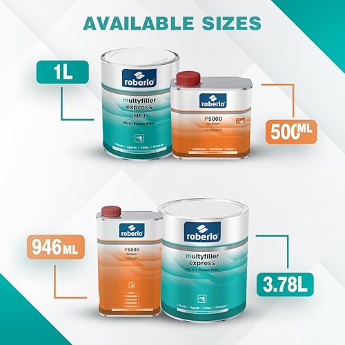 Miniatura 7 de Multyfiller Express - Relleno de imprimación acrílica gris claro para reparación de automóviles, secado rápido, se adhiere al relleno