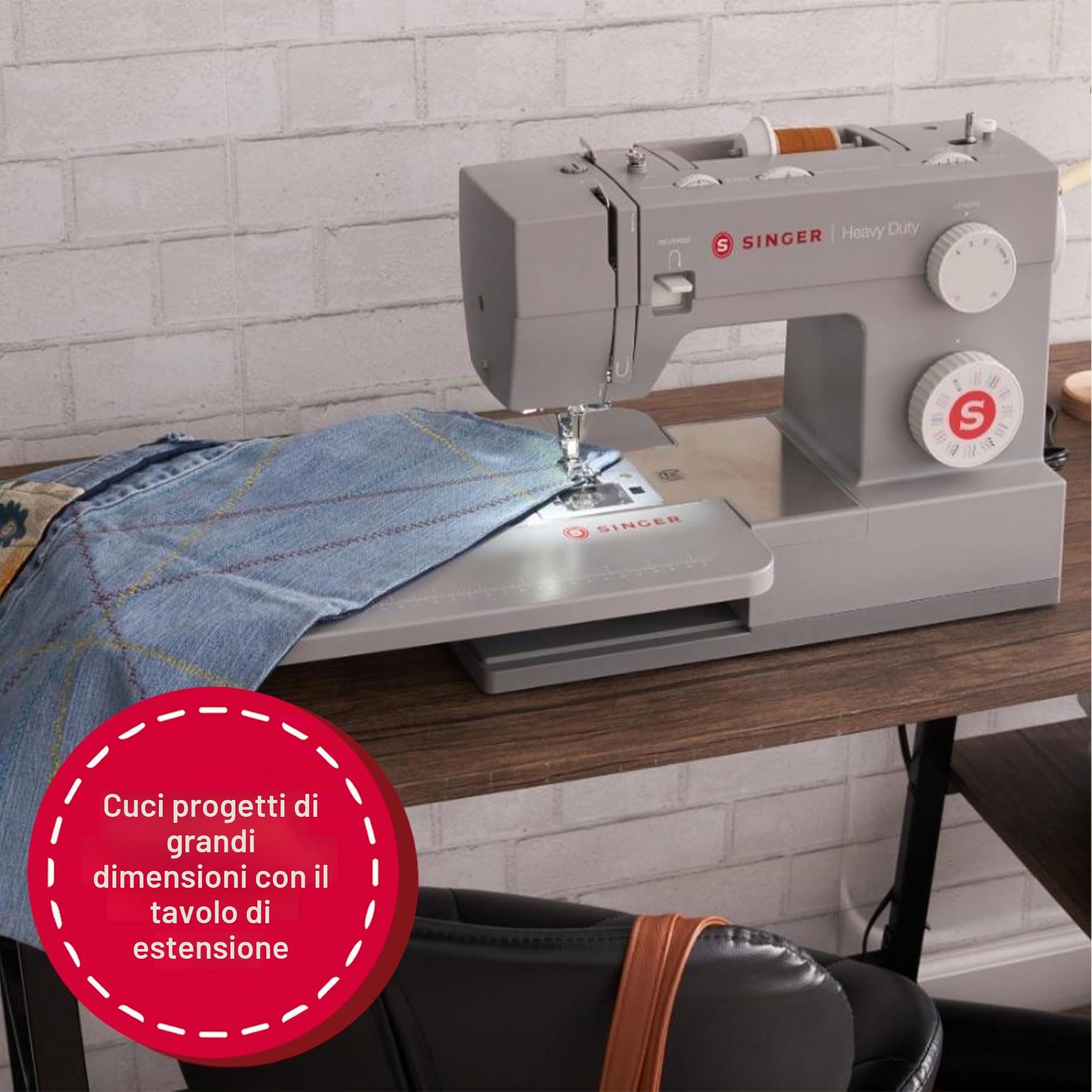 SINGER 4411, 4423, 4432 e 4452 - Tavolo di estensione meccanico per macchina da cucire, grigio