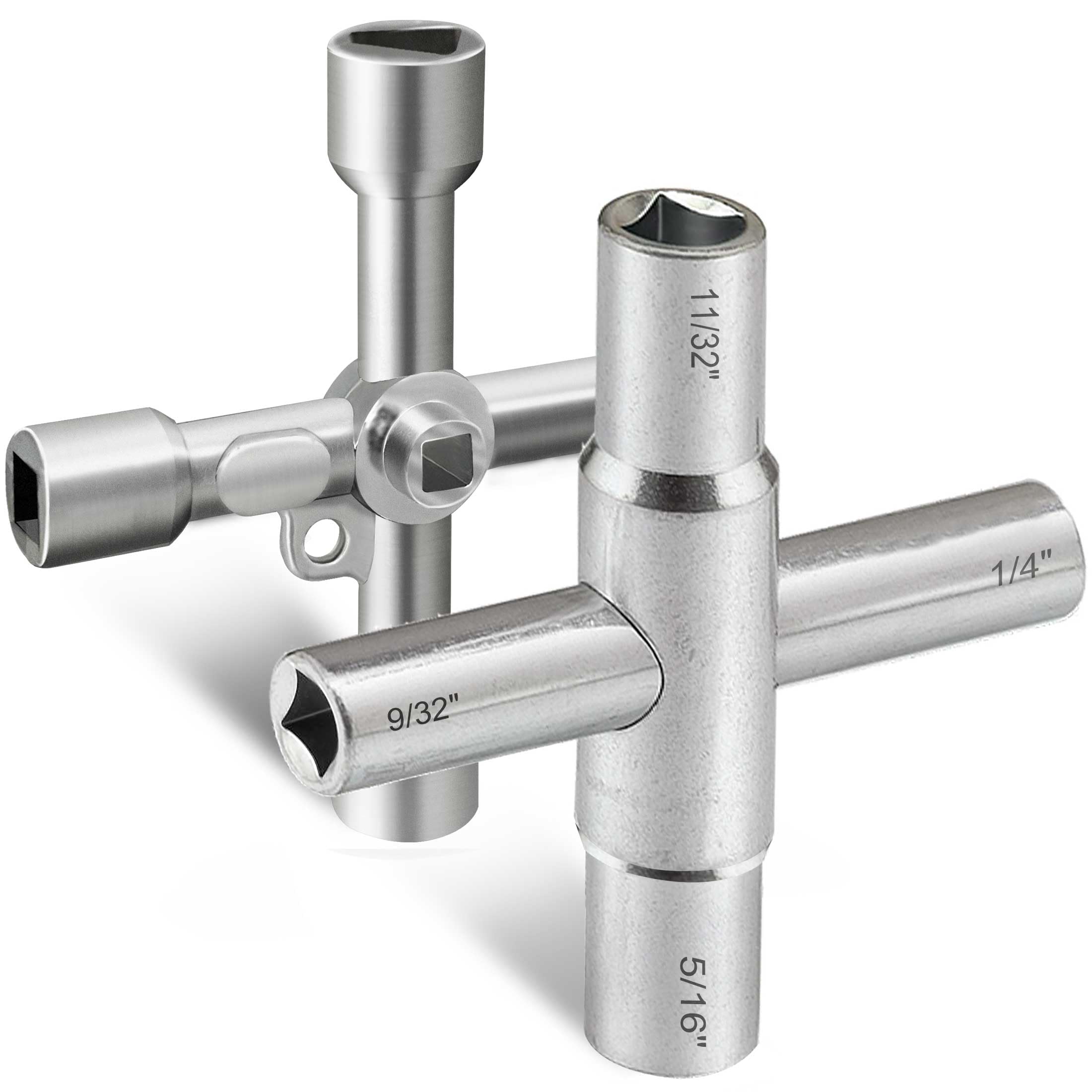 4 Way Sillcock Key Wrench Set, Multi-functional Utilities Water Key, Fits Most Sillcock, Stopcock, Water Spigots, Wall-hydrant, Control Cabinet and Valves, 2-Pk