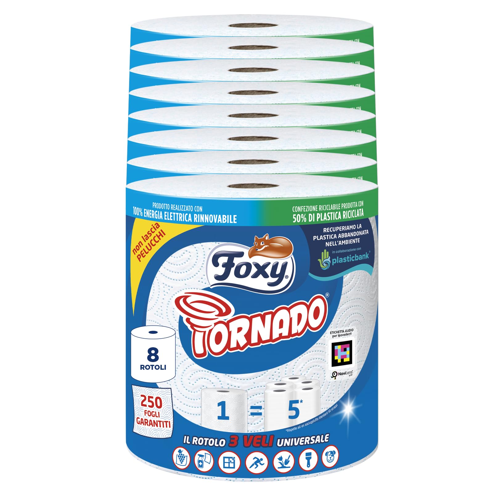 Foxy Tornado | 6 Rolls | 300 Sheets Per Roll | 3-ply Universal Roll - View #6