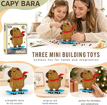 Capybara Building Blocks Set, DIY Blocks Micro Buildings Block Sets DIY Building Sets 3D Puzzle Brick Creativity Bricks Micro Construction Bricks Gift for Birthday Carnival