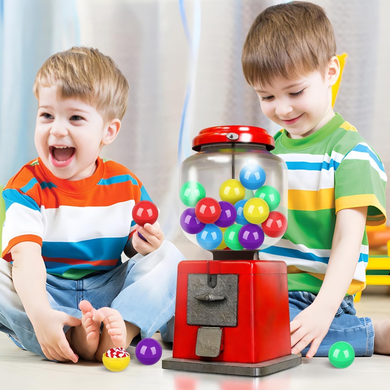 Gadpiparty 50pcs Vending Machine Capsules Empty Colored Round Capsules Fillable Plastic Round Balls Candy Gumball Machines Balls Twisting Balls for Gumball Vending Machine