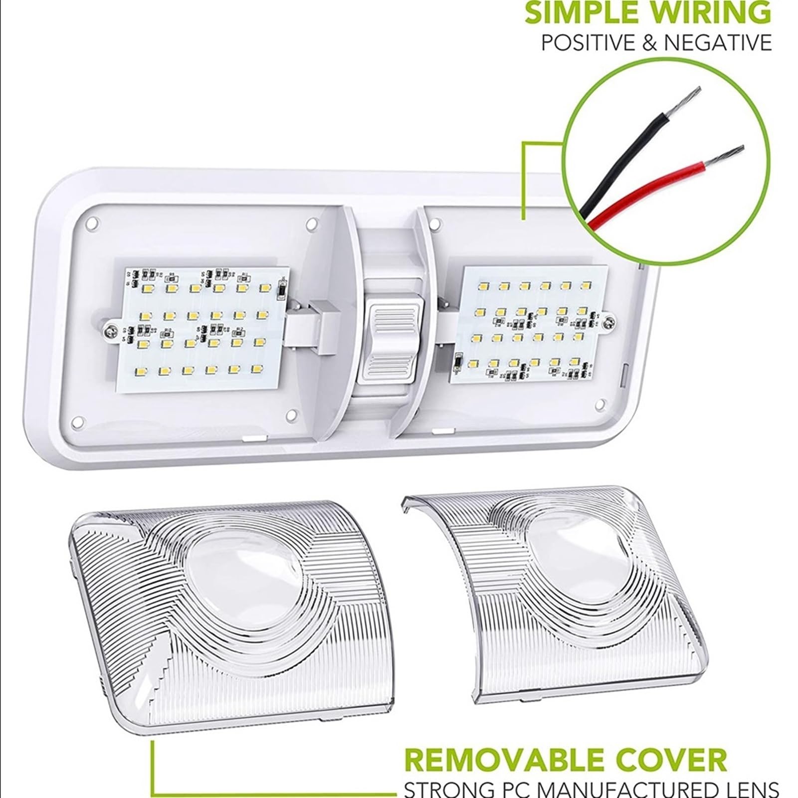 RV Interior Lights 640 Lumen Ceiling Double Dome Light with Switch Car, for RV Trailer Camper Boat 48 LED 5 Pack Luz de lectura superior del coche