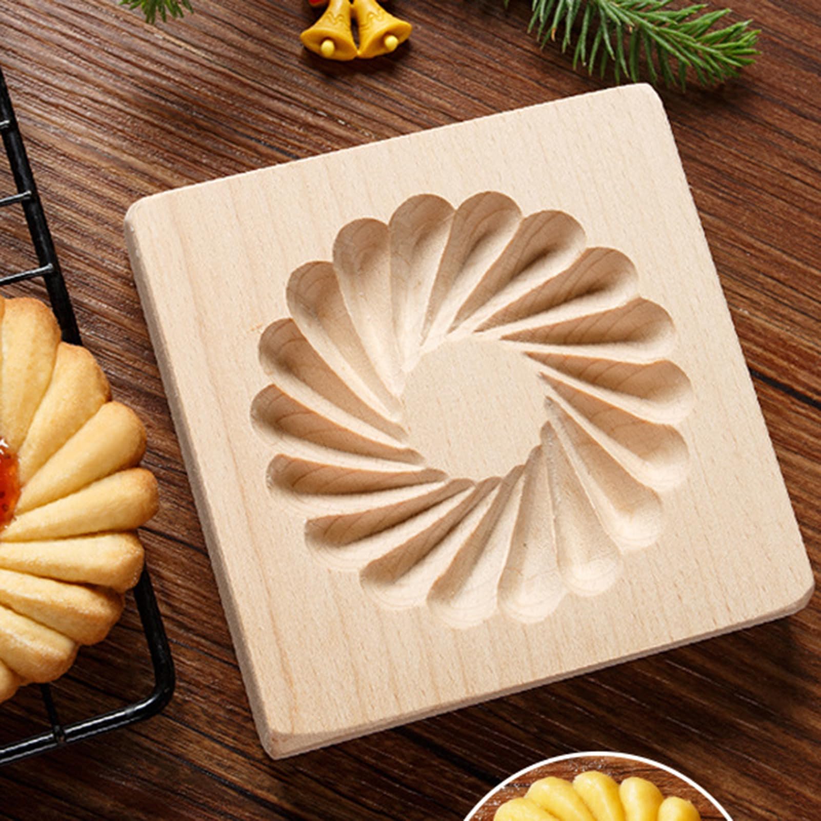 Cortadores de Galletas, Moldes de Madera for Galletas, Galletas, Herramienta de Cocina for Galletas, Textura Transparente 3D, Galletas de Madera DIY for Cocina casera