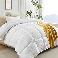 LLOVSOUL King Size Down Alternative Comforter Duvet Insert - All Season 106x90 White with Corner Tabs & Box Stitching