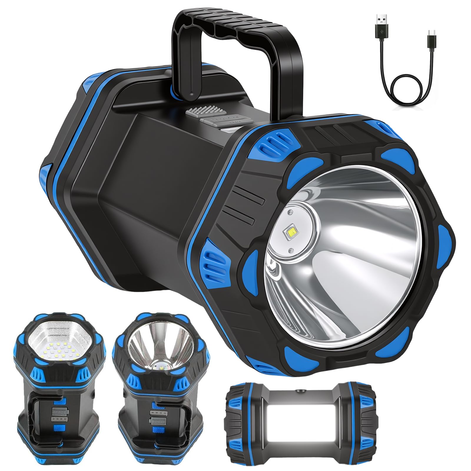 GEOKILO Rechargeable Torch LED Super Bright, Portable Flash Light Torch,4800mAh High Powered Flashlight Small Hand Torch Waterproof Camping Torch LED Searchlight Spotlight for Outdoor Emergency
