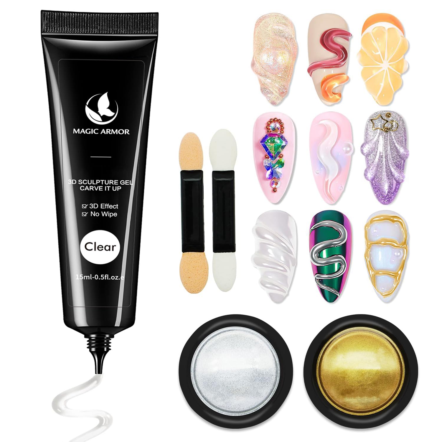 Hotolove Acrylpoeder- en vloeistofset, 1 acrylnagelset met 3 kleuren acrylnagelpoeder