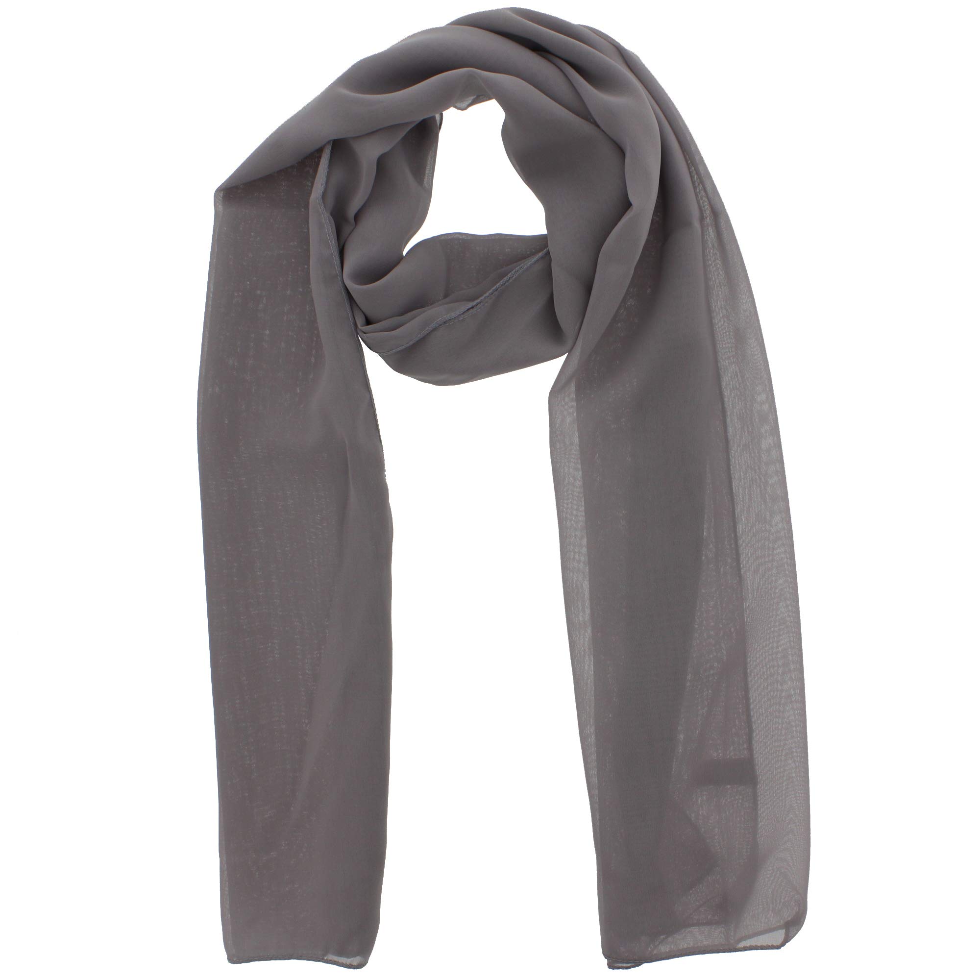 Zac's Alter Ego Women's Grey Chiffon Scarf Plain Neck Scarf Soft Headwrap Girls Headscarf Sheer Wrap Scarves & Wraps - 150X45cm
