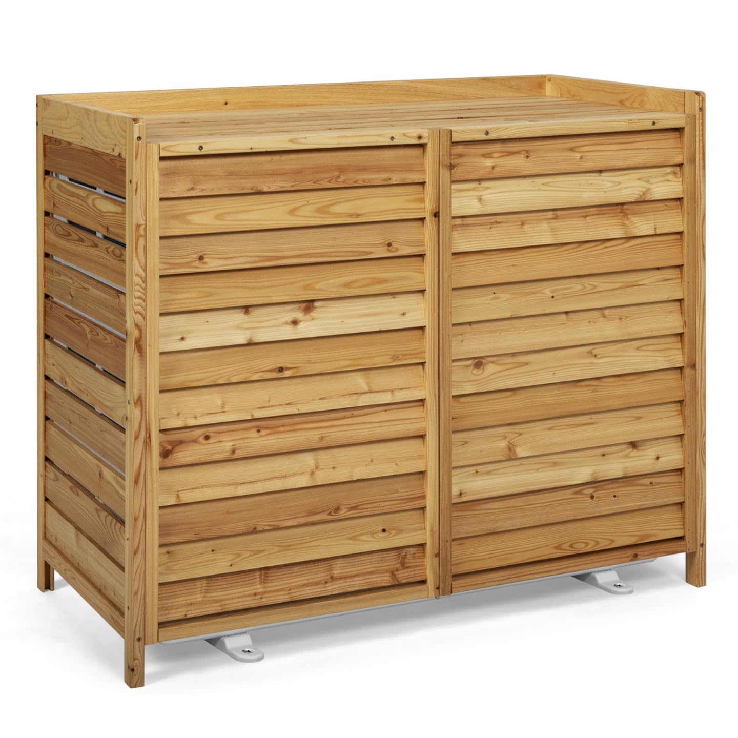 IDMarket - Cache climatiseur en bois naturel protection unité extérieur 95 x 50 x 80 cm