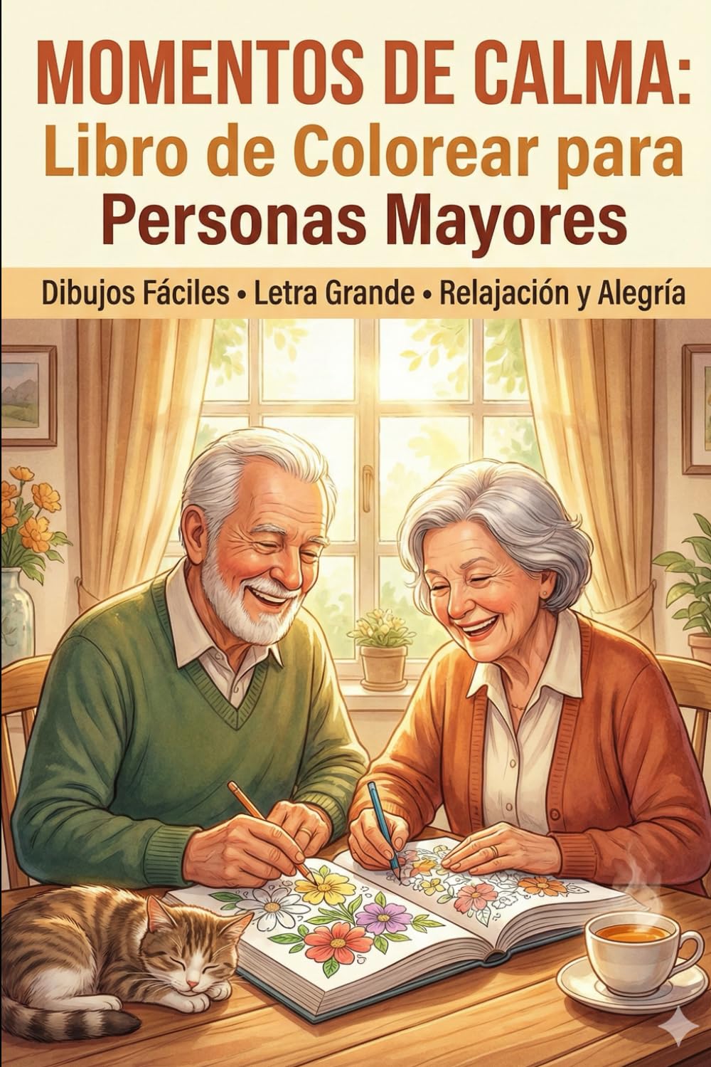 Momentos de Calma: Libro de colorear para personas mayores: Libro de Colorear para Adultos Mayores con Dibujos Grandes y Fáciles. Relajación y Recuerdos.
