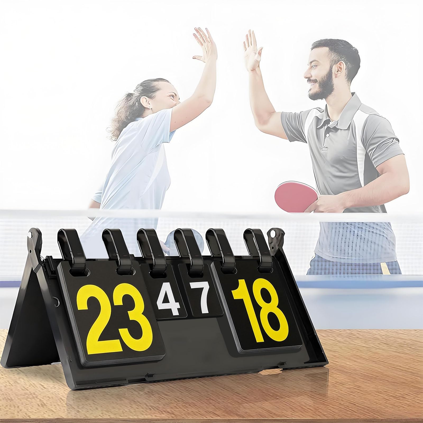Marcador Deportivo Flip 4 Dígitos Portátil para Bádminton, Voleibol, Tenis de Mesa y Fútbol