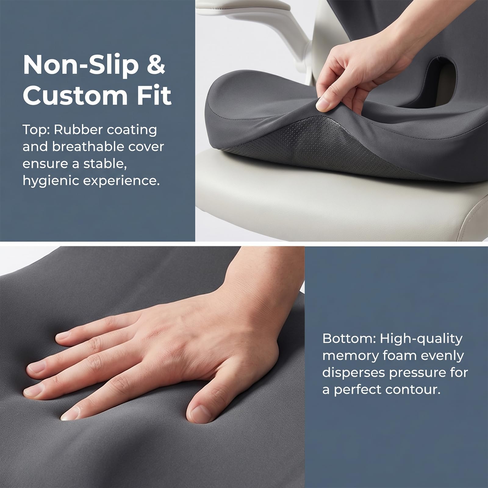 Cuscino Lombare Ergonomico in Memory Foam a Forma di L | Cuscino Ortopedico per Sedia Ufficio e Auto,con Supporto Coccige e Schienale,Sollievo Dolore Schiena e Emorroidi