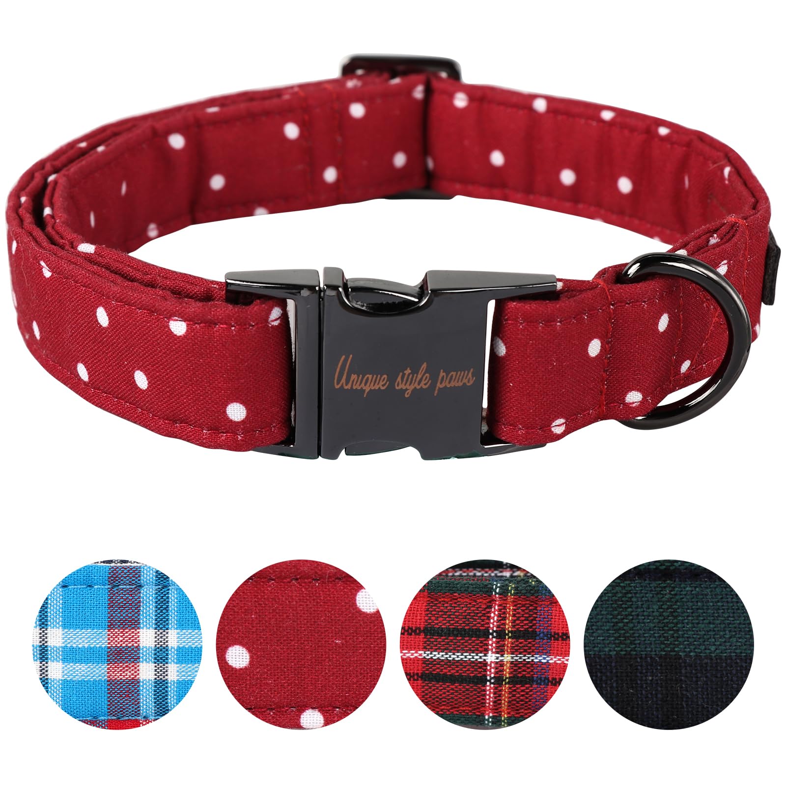 Unique style paws Dog Collar Pet Gift Adjustable Soft and Comfy Plaid Collars for Small Medium Large Dogs, Neck 10-16 inches — view 29