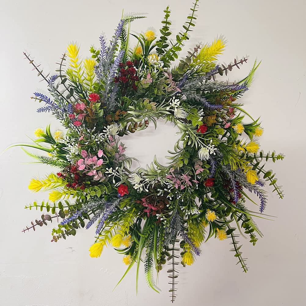 Künstlicher Türkranz, Frühlingskranz Künstlicher Blumenkranz Dekorativer Wandkranz Hängende Dekoration Frühling Sommer Hochzeitsfeier Festival 40cm