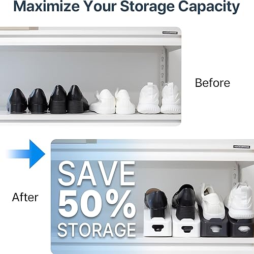 Miniatura 2 de Organizador de ranura para zapatos de una sola pieza, paquete de 10 apiladores que ahorran espacio para armario, entrada y zapatero  No necesita