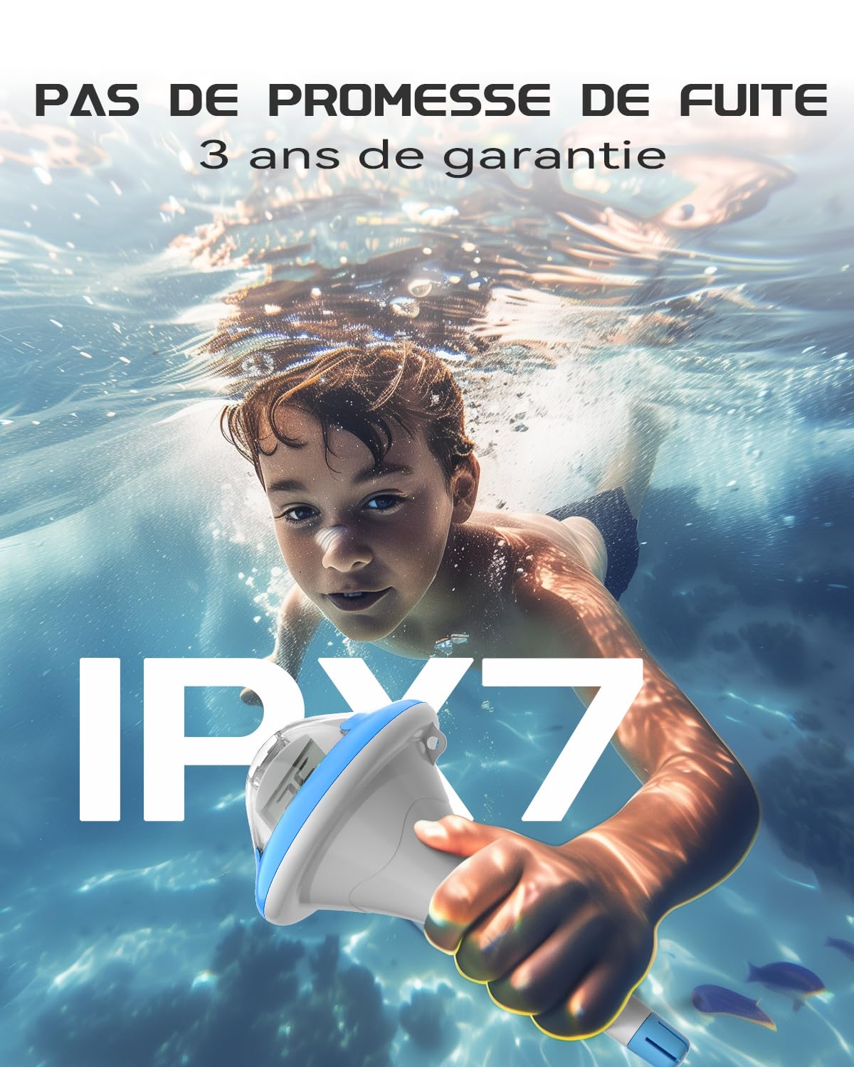 BALDR Termometro da piscina ricaricabile galleggiante con due schermi digitali e grandi cifre per piscina, vasca idromassaggio, sorgente calda, acquario (blu)