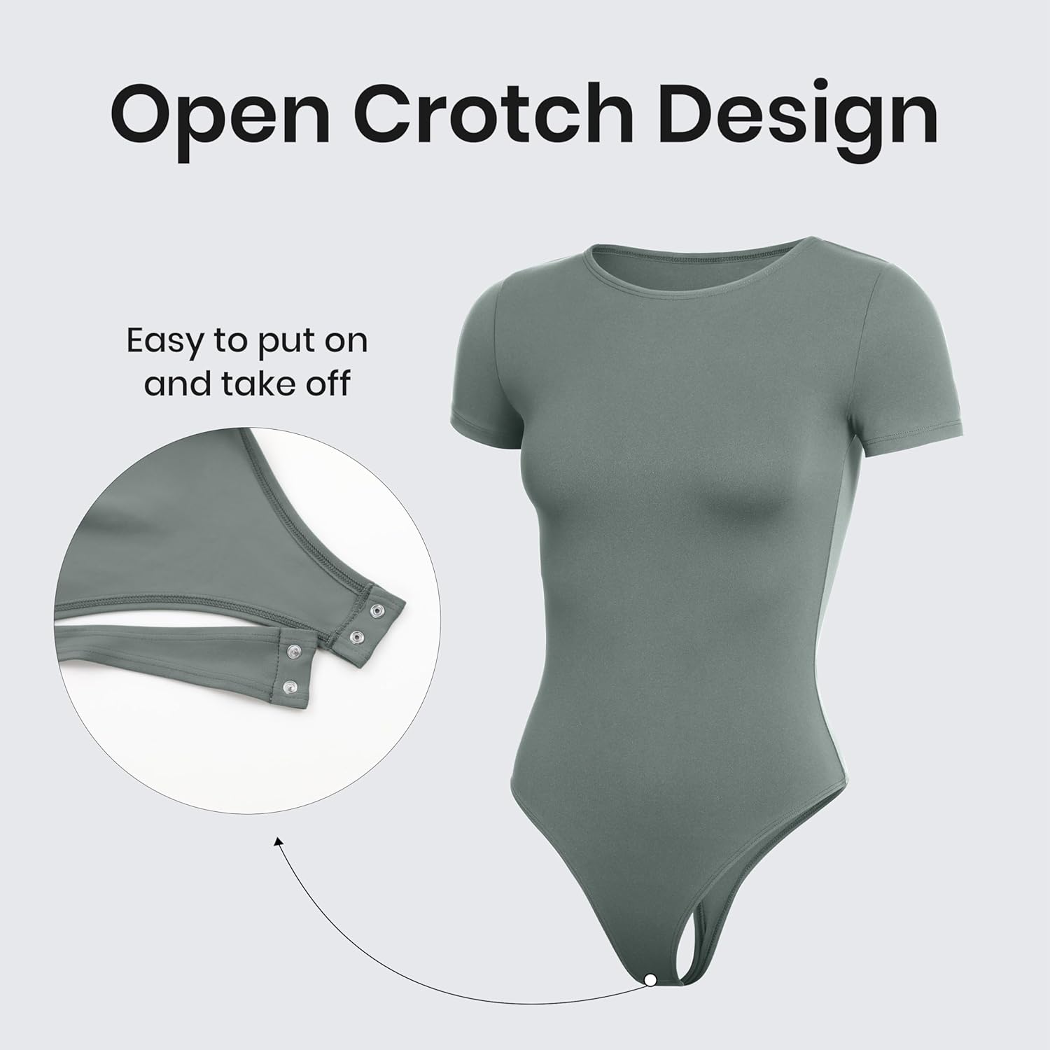 CRZ YOGA Butterluxe Womens Bodysuits Short Sleeve Crew Neck Body Suit Tops Sexy Thong Soft Stretchy - Image 4