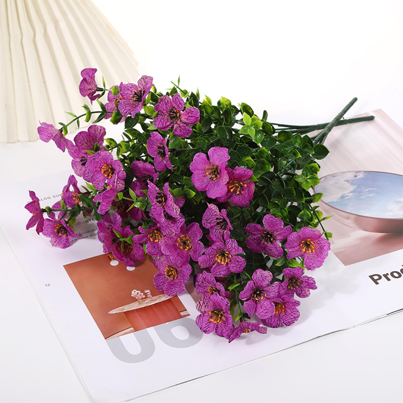 UV Resistant Artificial Petunias Flowers, artificial petunias for outdoors, Realistic Fake Outdoor Flowers, Waterproof Artificial Flowers for Outdoor Indoor Garden Home Decoration (H,12 Bunches)