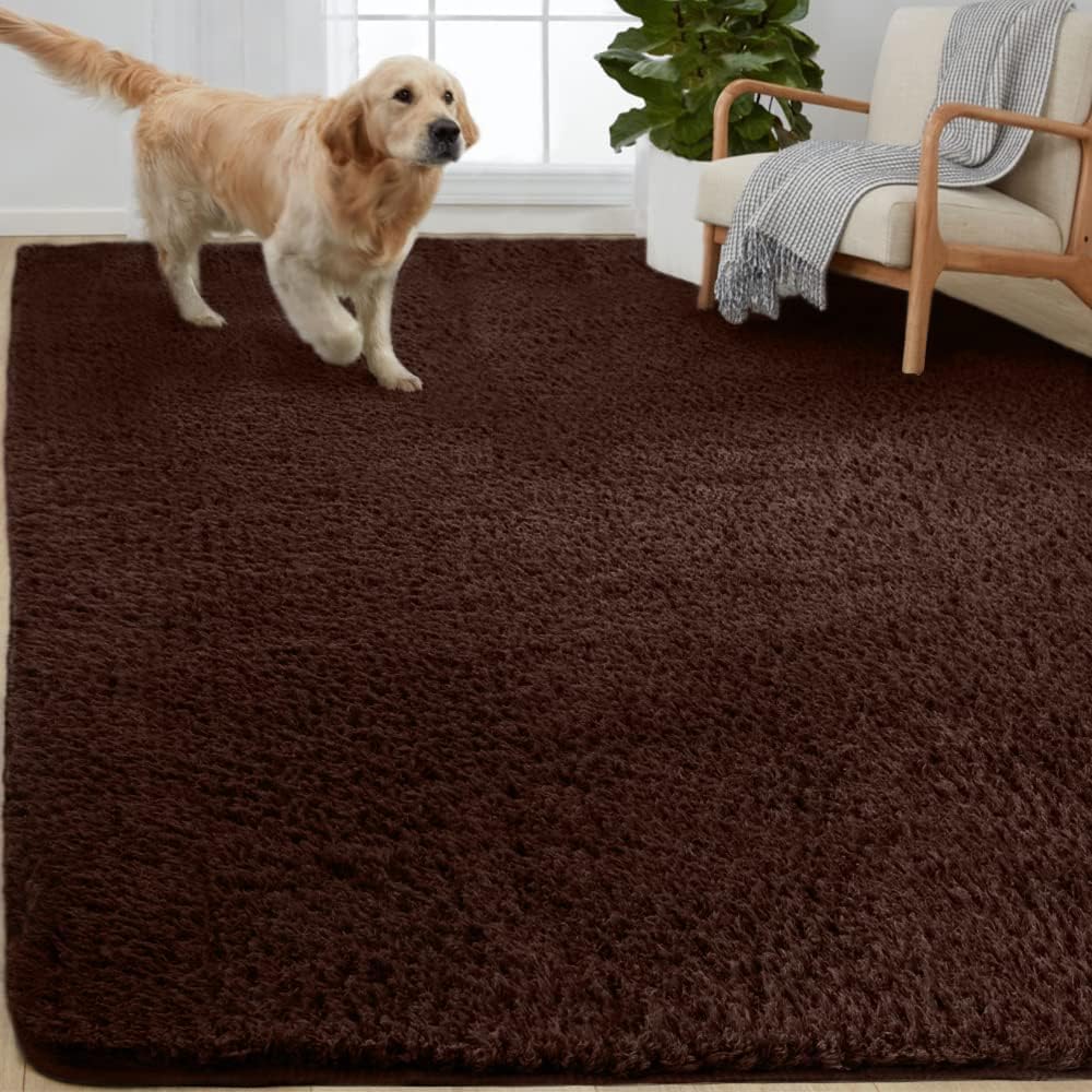 ishro home Polyester Premium Rectangular Carpets For Living Room/Rugs For Living Room, Fluffy And Soft Shaggy Carpet Floor Mat (5X7Fts, Brown) (B0CG9T4136) Amazon Price History, Amazon Price Tracker