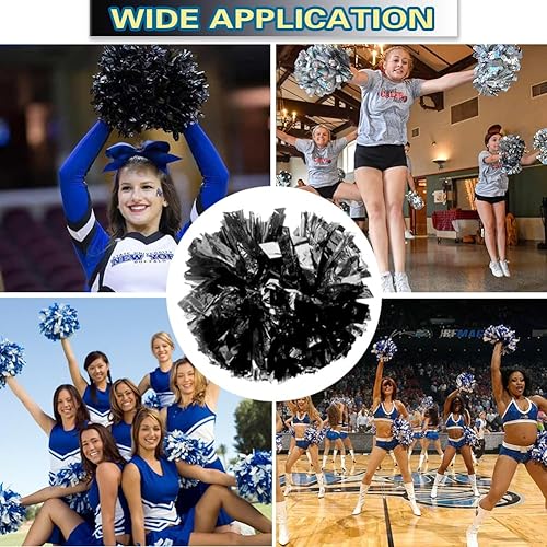 Miniatura 4 de Lovecheer 2PCS6PCS Pompones Metálicos de Animadora con Mango de Bastón Pompones de Animadora para Niños, Adultos, Espíritu de Equipo, Deportes,