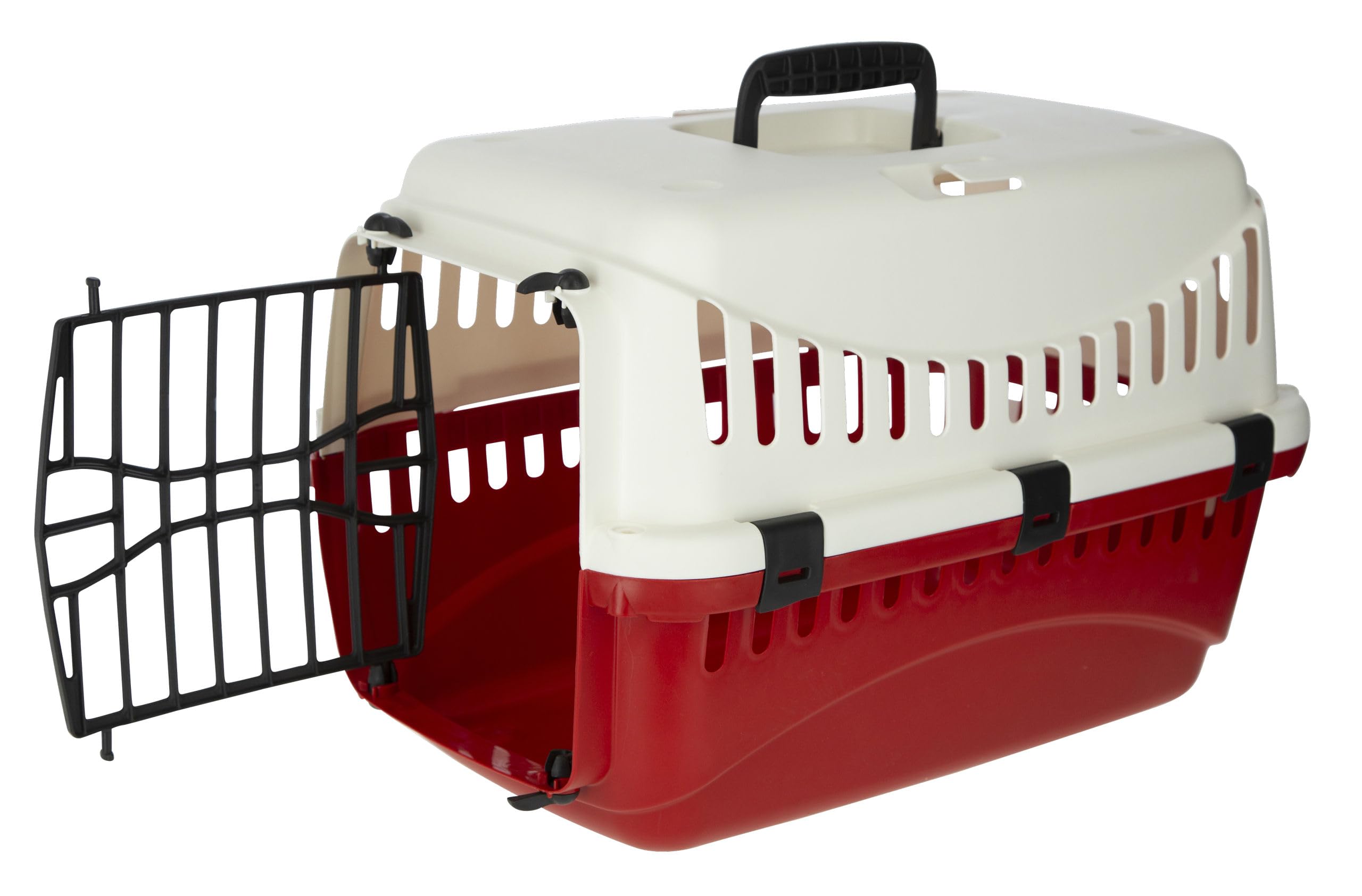 Kerbl 81348 Boîte de transport Expedion (boîte de transport pour animaux domestiques chats chiens lapins) en plastique 45x30x30 cm crème/bordeaux