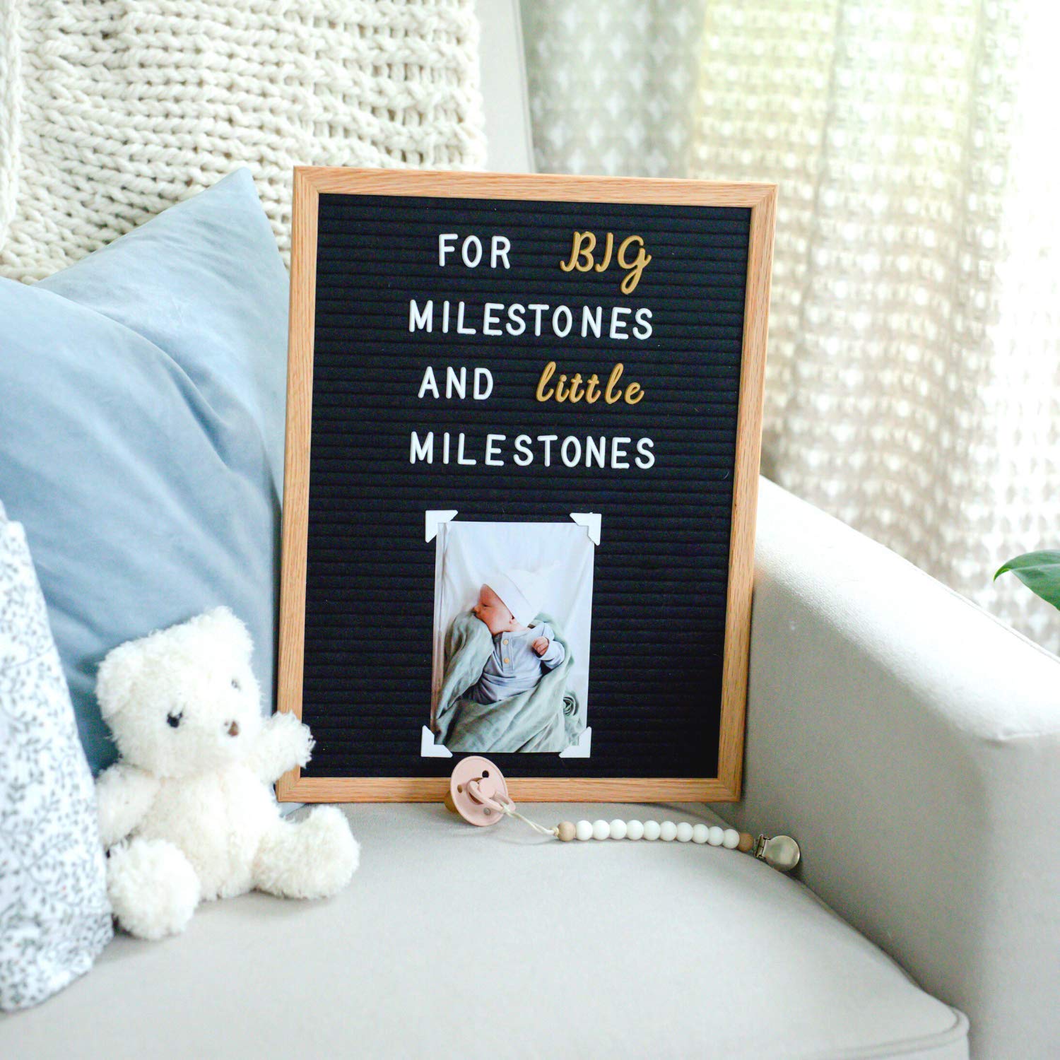 Buy Large Letter Board 12x16 with 800+ Pre Cut & Sorted White, Gold