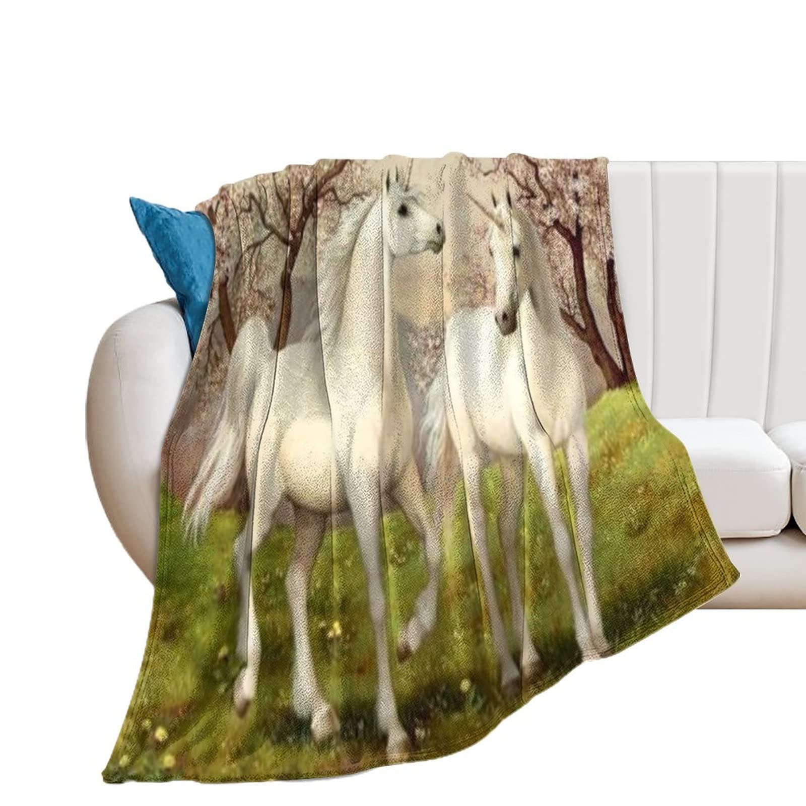 Couverture pour canapé Art Horse au motif de cheval blanc pour des soirées cocooning