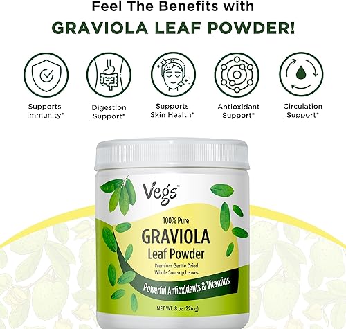 Miniatura 7 de Vegs Graviola - Polvo de hoja de guanábana  The Single Origin, True Green, polvo de hojas de graviola orgánica, guanábana seca suave y de alta