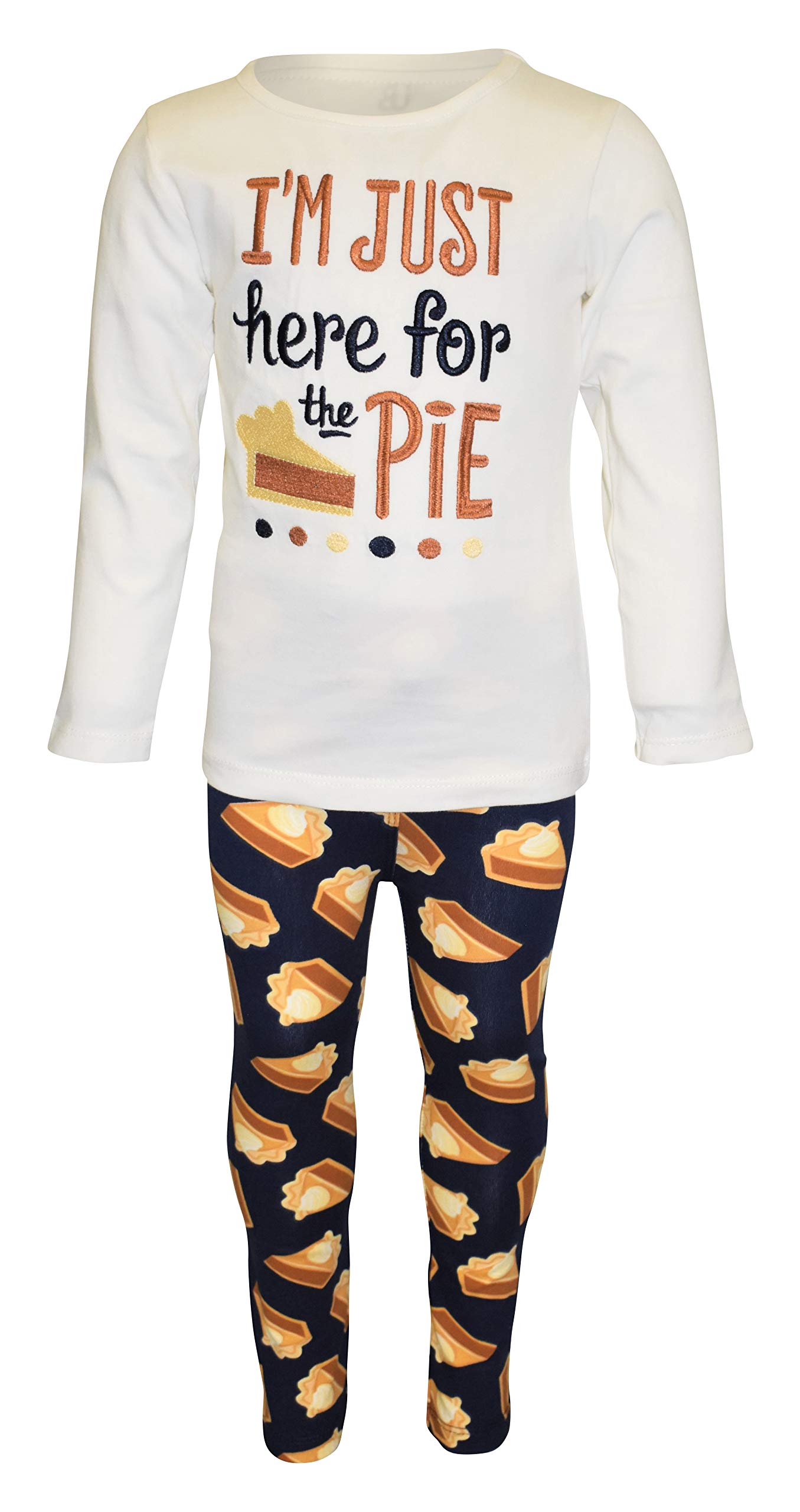 Unique Baby Girls Here For The Pie 2pc Thanksgiving Legging Set (7, Pie)
