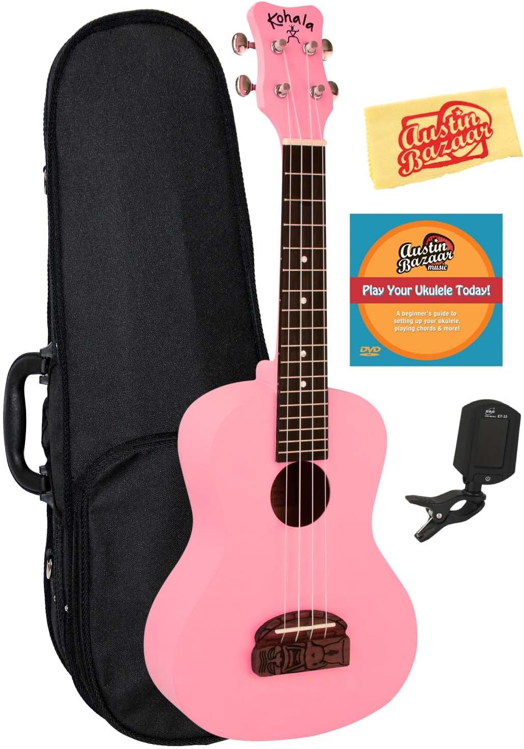 Kohala Tiki Uke KT-C Concert Ukulele (Pretty in Pink)