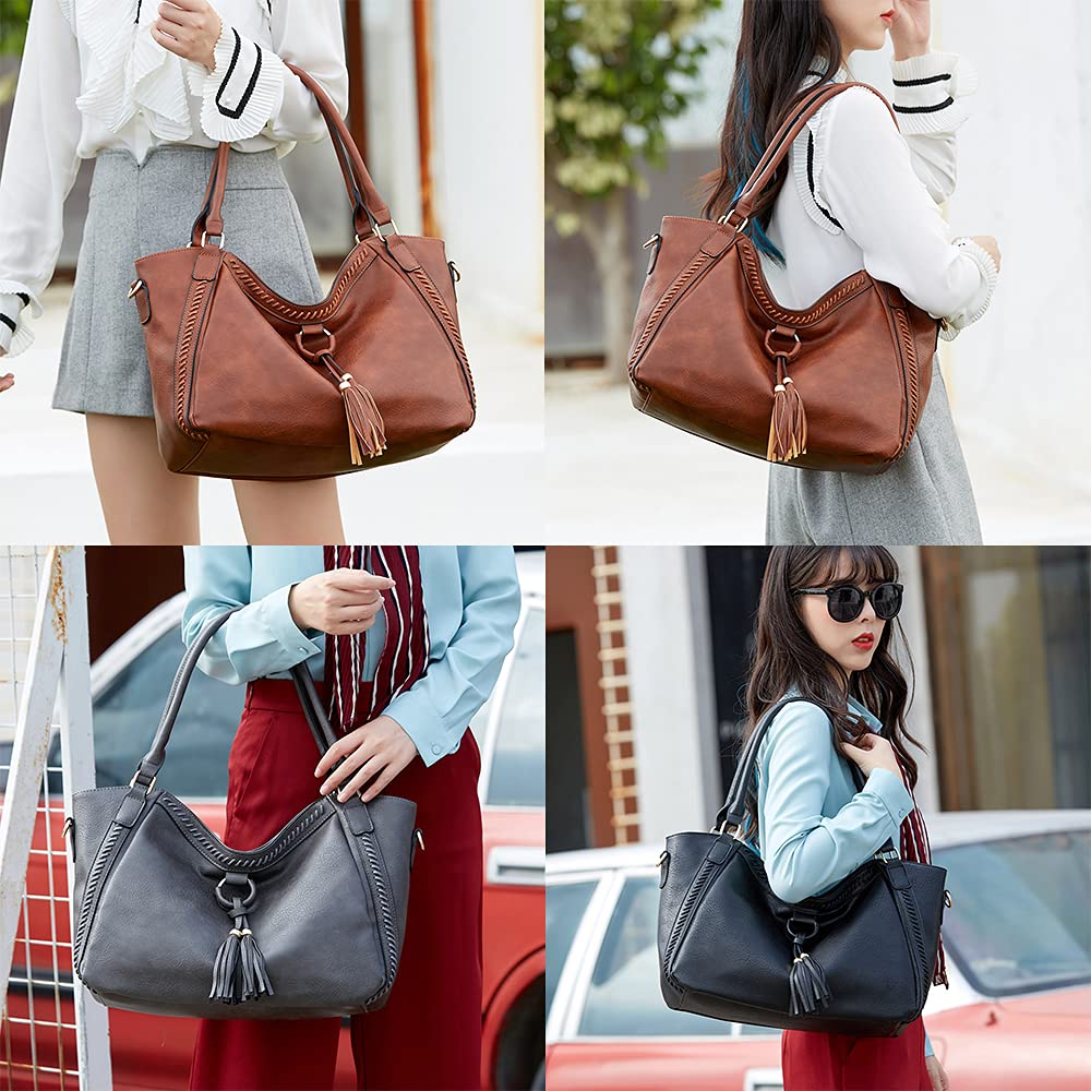 Damen Shopper Tasche aus Leder Große Schultertasche Handtasche Umhängetasche Tote Taschen Elegant Henkeltasche Cross-Body Tasche Hobo Tasche für Dame EINWEG