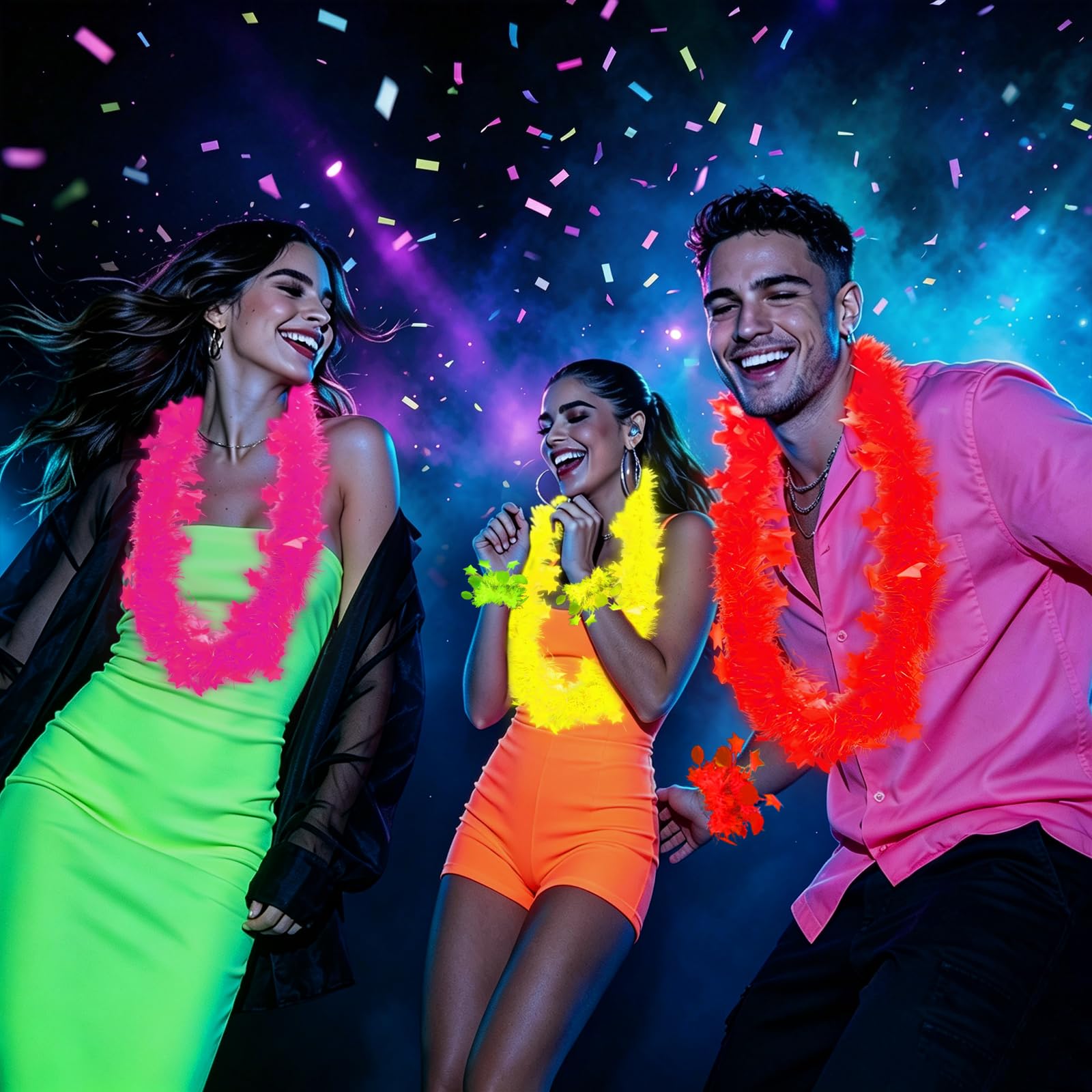 Set di collana e braccialetto che si illuminano al buio, si illuminano sotto i raggi UV o alla luce nera, collana fluorescente al neon per feste, accessori per cabina fotografica per donne