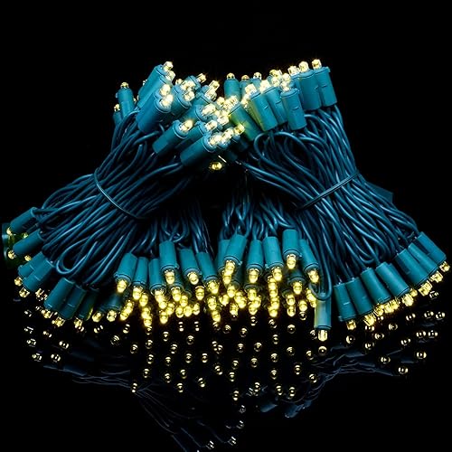 Miniatura 5 de YULETIME 200 luces LED de Navidad de gran angular de color blanco cálido, cable verde de 66 pies, certificado UL, juego de luces navideñas de 0.197