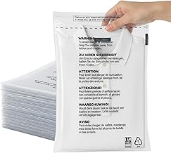 Clear Transparent Self Seal Garment Clothes Bags for Posting with Safety Warning (Clear - 10" x 14", 100 Bags)