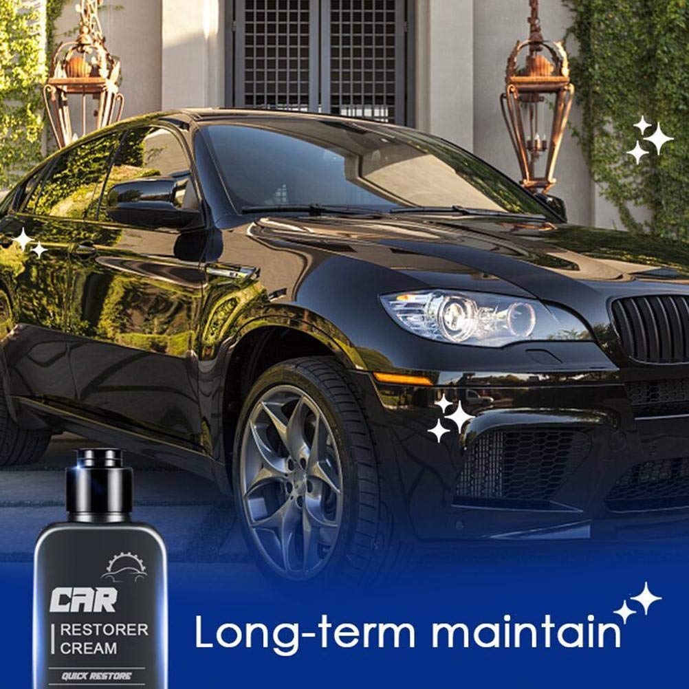 Tbest Refurbishment Paste, Auto Leather Plastic Refurbishment Paste, Plastic & Leather Polishing Compound & Scratch Remover, Black, 3.5 oz, 1 Pack + Sponge