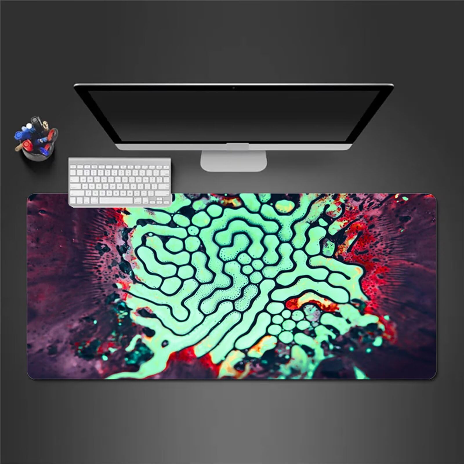 Mauspad Groß Gaming Grüne Zusammenfassung Mousepad XXL 1000x500x2mm rutschfeste Schreibtischunterlage Gaming Tastatur Matte Abwaschbar für PC Zuhause Büro